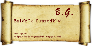 Belák Gusztáv névjegykártya